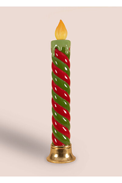Dekorsende زينة عيد الميلاد شمعة حلزونية مضيئة باللون الأحمر والأخضر مقاس 113 سم