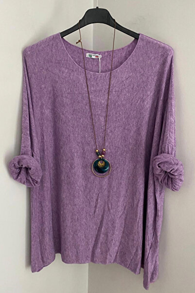 AYASOFYA OTANTIK Bluză de tricotaj oversize casual cu gât rotund, cu accesori...