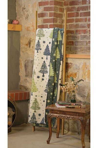 SESLİ TEKSTİL Yılbaşı Temalı Çift Kişilik Pamuklu Battaniye