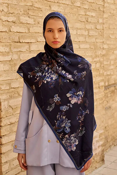 ED Scarf Leyha Yün İpek Şal - Lacivert