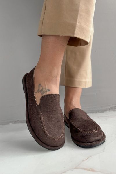 Shoebutik Баррель Гіркий кави Замша Жіночі мокасини