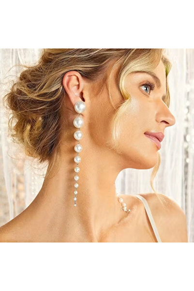 byozanyılmaz UZUN İNCİLİ TASARIM KÜPE