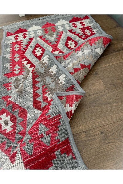 OEM Traditional carpet, double-sided, size 80x300cm, gray-red