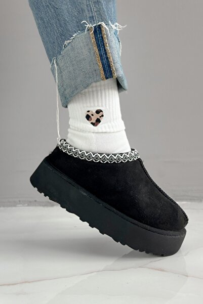 Shoebutik Migo Black Plush Winter Women's Slippers