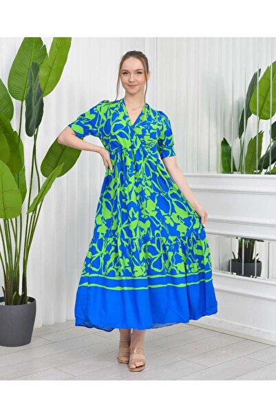 CİXAPLE Φόρεμα από βισκόζη με μοτίβο με μισό μανίκι