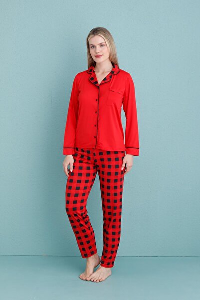 Kompedan Set de pijamale Milan Young pentru femei, cu nasturi în față |   Flo...
