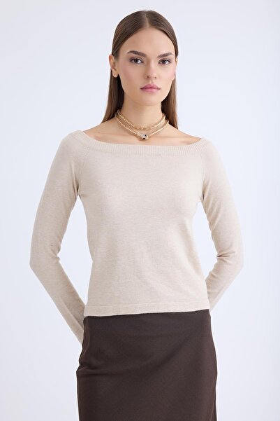 Vitrin Kayık Yaka Uzun Kol Triko Bluz