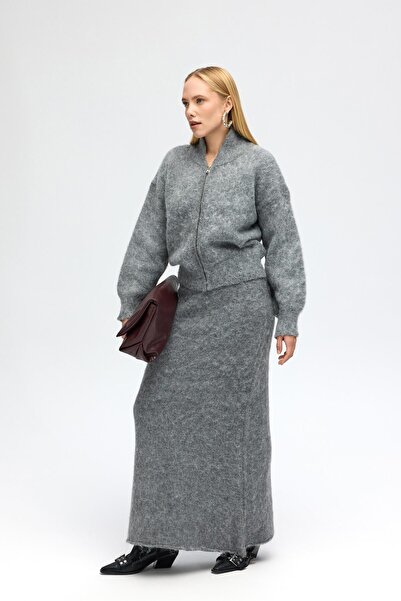 MAI STUDIOS CO. Ескара Сірий трикотажний кардиган на блискавці