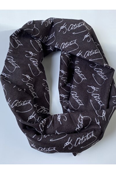 kurukafagift Buff Bandana Motorcu Boyunluk Yüz Koruma Buff Atatürk İmzalı Siyah Renk