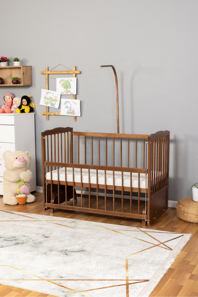 BamgidooMobilya Ahşap Beşik Anne Yanı Sallanır 70X130 - Uyku Setsiz TEK YATAKLI