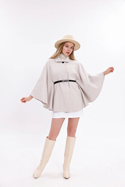 beeke Kless Women's Waist Belted Cashmere Poncho New Season Stylish Oversize Trend 2025