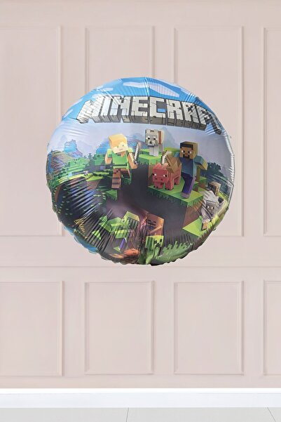 Atölye Mi Yuvarlak Minecraft Tema Folyo Balon