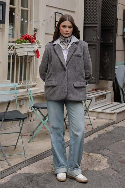 Reyon 39149 Feathered Blazer Jacket