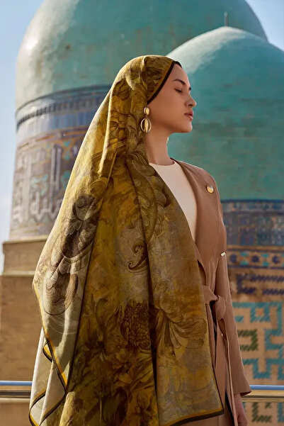 ED Scarf Leyal Yün İpek Şal - Hardal