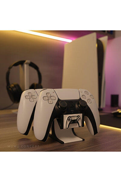 Mumu Ps5 Dualsense Çift Kol Standı Tutucu Joystick Kabartmalı 2'li Oyun Konsolu Aksesuarı Siyah Beyaz