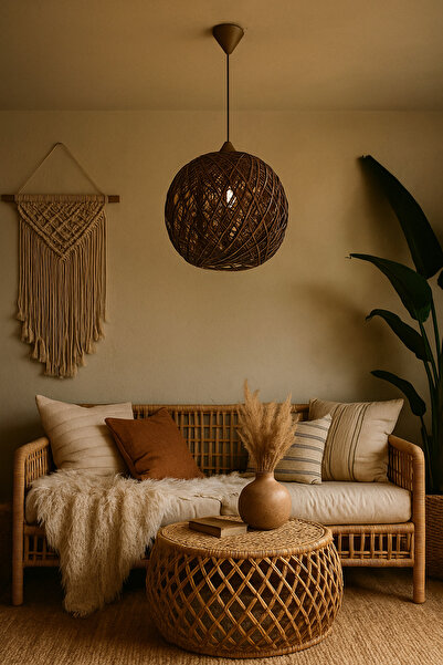 Efect Home Design Bohem,Ahşap,Jüt,Hasır,Modern,Doğal Sarkıt Avize