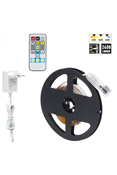 SHOPIENS Bandă luminoasă LED autoadezivă, 5M, 60LED/m, lumină albă multi-temperatură, telecomandă inclusă, A++