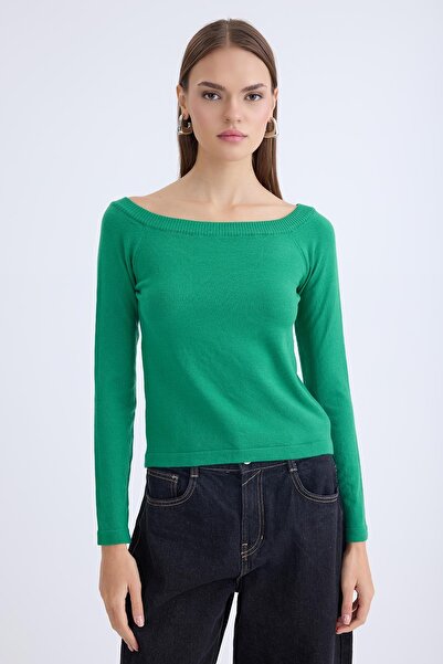 Vitrin Kayık Yaka Uzun Kol Triko Bluz