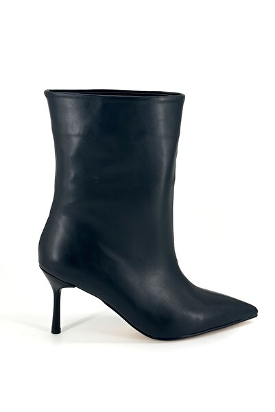 Shoebutik Γυναικείες μπότες με τακούνι Lana Μαύρες Δερμάτινες Φαρδιά Κοστούμια