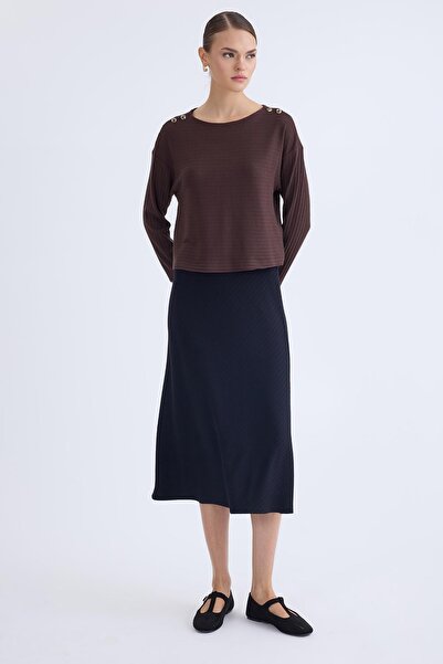 Vitrin Beli Lastikli Midi Boy Etek