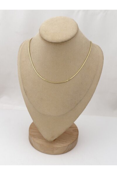 ŞekerAksesuar Gold Plaka S Kıvrım İnce Zincir Kolye (46 Cm)