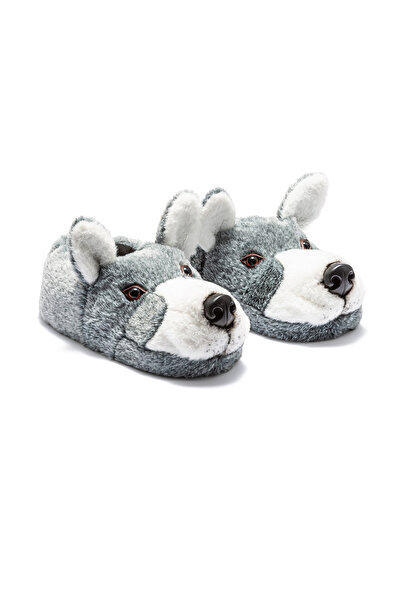 Twigy Husky Erkek Hayvanlı Panduf Gri