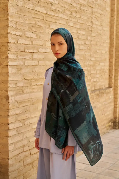 ED Scarf Sitare Yün İpek Şal - Petrol
