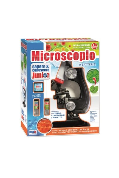 dalimag Microscope RS Toys for kids with lights and batteries, black with red