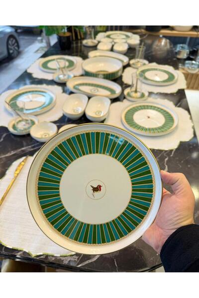 Onedekor 37 Parça İstanbul Green Bird Kahvaltı Takımı