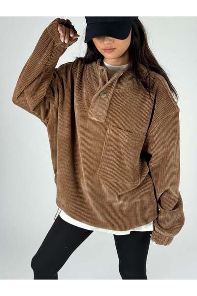 COCOPELLI Catifea maro pentru femei supradimensionat cu glugă Swea tricou COC...