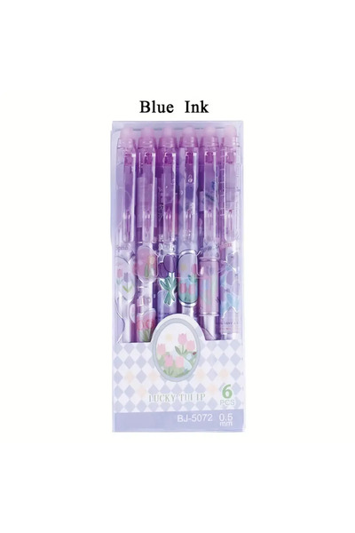 yiren Set de 6 pixuri mov cu radieră tip click și cerneală termică