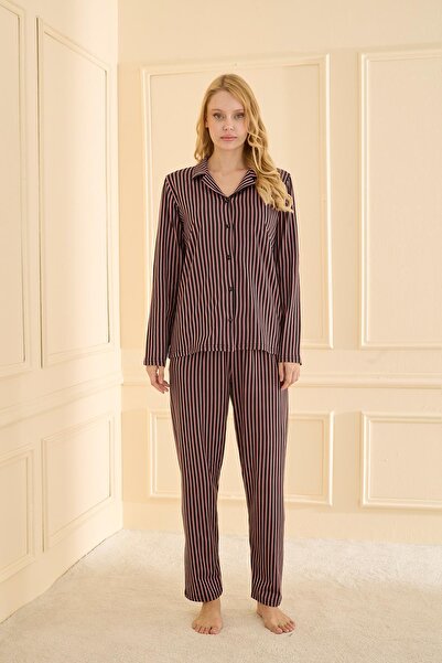 Kompedan Kadın Sandy Genç Önden Düğmeli Pijama Takımı | Pudra 19103-129