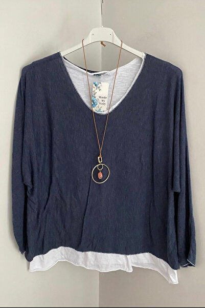 AYASOFYA OTANTIK Bluză din tricot cu mânecă lungă, din bumbac pieptănat, cu m...