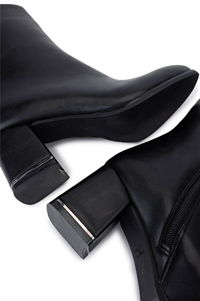 Tamer Tanca Kadın Suni Deri Siyah Deri Topuklu Bot