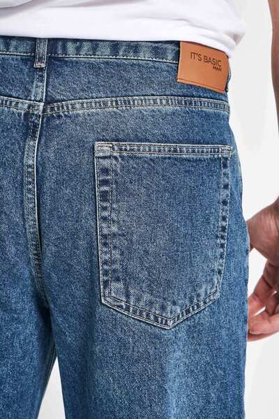 its basic Erkek Koyu T.Kot Rengi 4w5-31 Loose Fit %100 Koton Denim Jean
