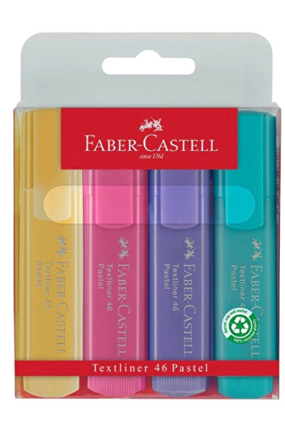 Faber Castell Faber-Castell Highlighter Pen 46 Pastel 4-Pack Transparent Box