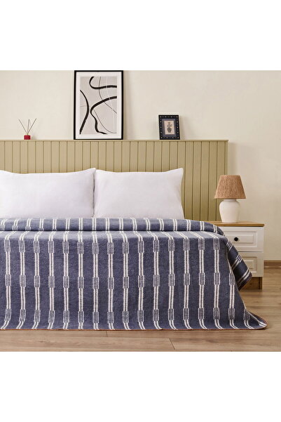 KUT FLY Soft Mavruz Cotton Double Blanket - Blue - 200X220 cm