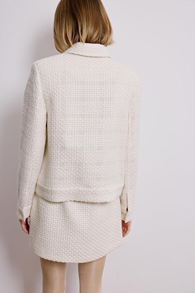 rue Ecru Tweed Jacket with Snap Pocket Detail