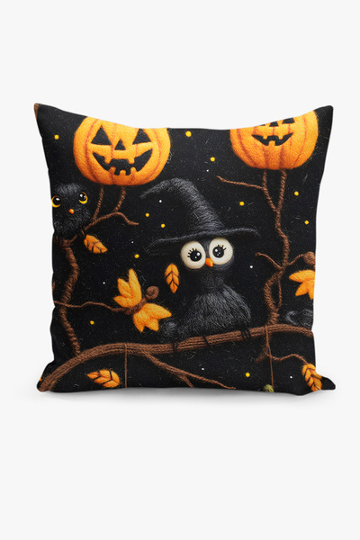 Filamente Double-Sided Digital Print Throw Pillow Cover with Felt Craft Look ...