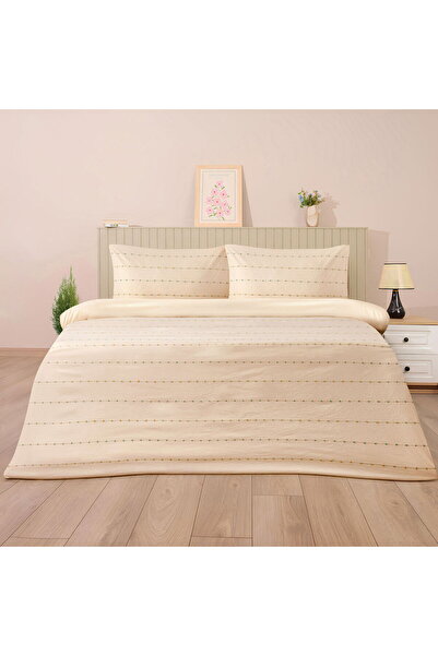 ASPARTAM طقم غطاء لحاف مزدوج مصبوغ بخيوط ناعمة من إيلياس - لون إكرو