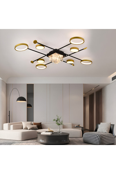 GUİDA Candelabru LED cu telecomandă și cristal 46W, 8 elemente, lumină caldă/...