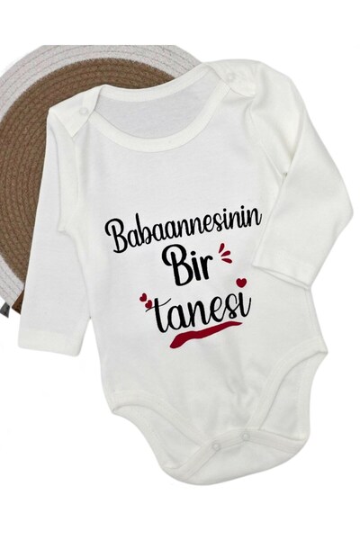 Egelite Grandmother's One-Of-A-Kind Design Printed Long Sleeve, 100% Cotton Baby Snap Bodysuit / Romper / Undershirt