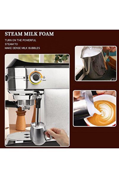 Fipka DSP KA3065 Espresso Coffee Maker 1450W 15 Bar with Thermal Fast Heating System & Milk Frother Steam