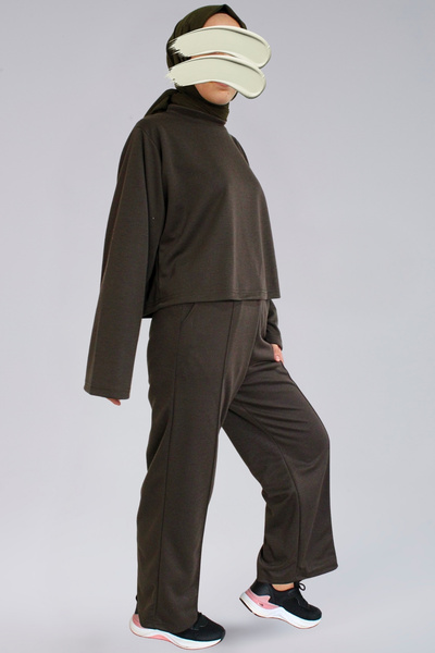 MİNUSA DESİGN Seasonal Crop Pants Set - Seasonal Fabric Crop & Straight Leg Pants Women's Stylish Top-Bottom Set