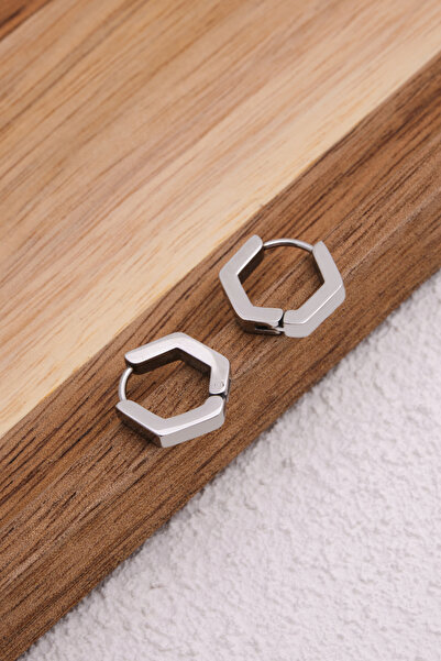 ByFlorya Jewelry Steel Hexagonal Earrings Non Tarnish 1.5cm Diameter Suitable for Daily Wear Plate Earrings