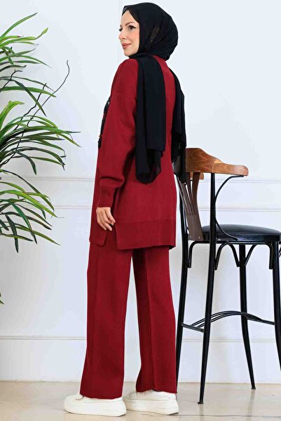benguen Embroidery Detail Knitwear Set S1067 Burgundy