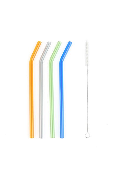 MATMEL Set of 4 Glass Straws - Colorful - 20 cm
