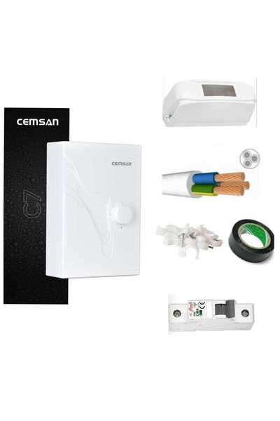 Cemsan c7 elektrikli şofben + 4mt kablo dahil takım montaja hazır set