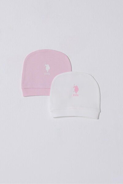 U.S. Polo Assn. %100 Pamuk Pembe Beyaz 2'li Bebek Beresi
