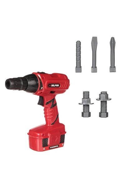 MYONNA IT & E- COMMERCE Toy Drill Mini Helper 17.5 cm, 8-piece Set, Sound, Red/Black